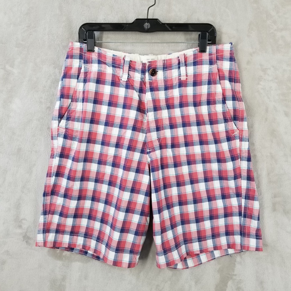 Vintage Abercrombie & Fitch Shorts 32 Plaid Heavy Cotton Button Fly 8" Chino Y2K